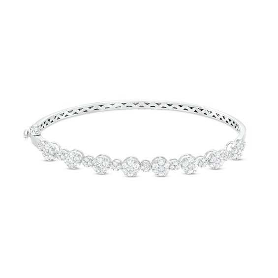 1-1/2 CT. T.w. Multi-Diamond Alternating Bubbles Bangle in 10K White Gold