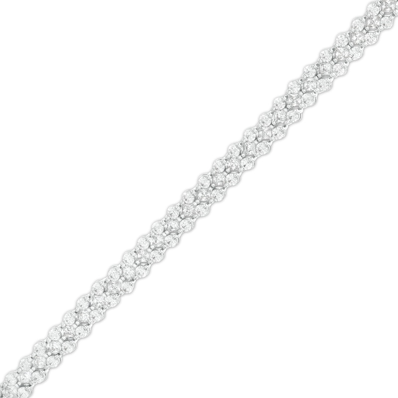 3-1/2 CT. T.W. Princess-Cut and Round Diamond Chevron Link Line Bracelet in 10K White Gold