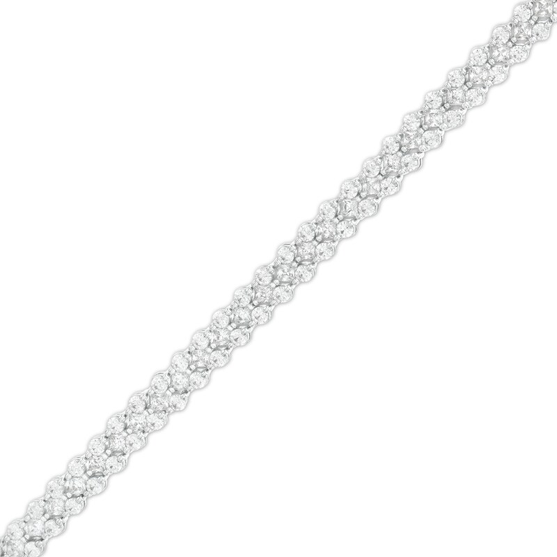 3-1/2 CT. T.W. Princess-Cut and Round Diamond Chevron Link Line Bracelet in 10K White Gold