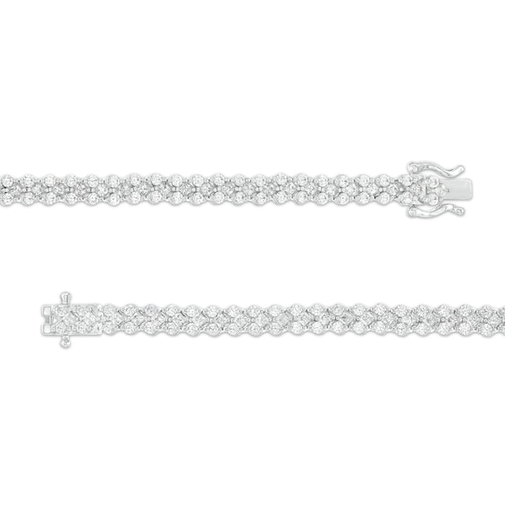 3-1/2 CT. T.w. Princess-Cut and Round Diamond Chevron Link Line Bracelet in 10K White Gold