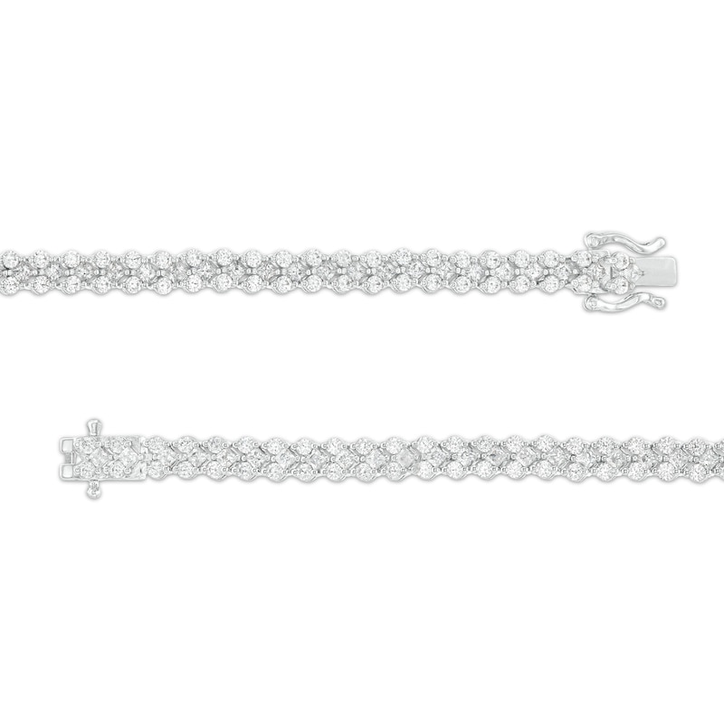3-1/2 CT. T.W. Princess-Cut and Round Diamond Chevron Link Line Bracelet in 10K White Gold
