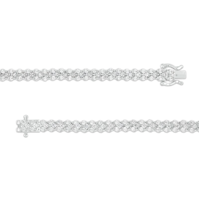 3-1/2 CT. T.W. Princess-Cut and Round Diamond Chevron Link Line Bracelet in 10K White Gold