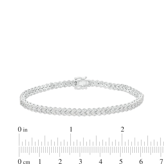 3-1/2 CT. T.w. Princess-Cut and Round Diamond Chevron Link Line Bracelet in 10K White Gold