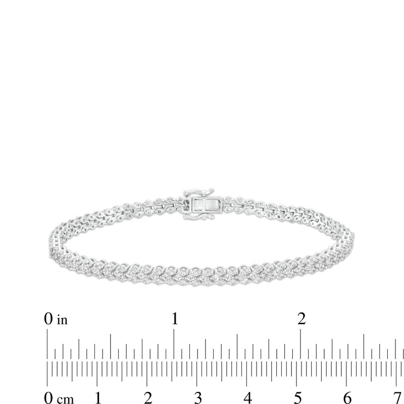 3-1/2 CT. T.W. Princess-Cut and Round Diamond Chevron Link Line Bracelet in 10K White Gold