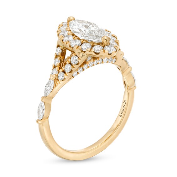 KleinfeldÂ® x Zales 2 CT. T.w. Certified Marquise Lab-Grown Diamond Split Shank Engagement Ring in 18K Gold (F/Vs2)