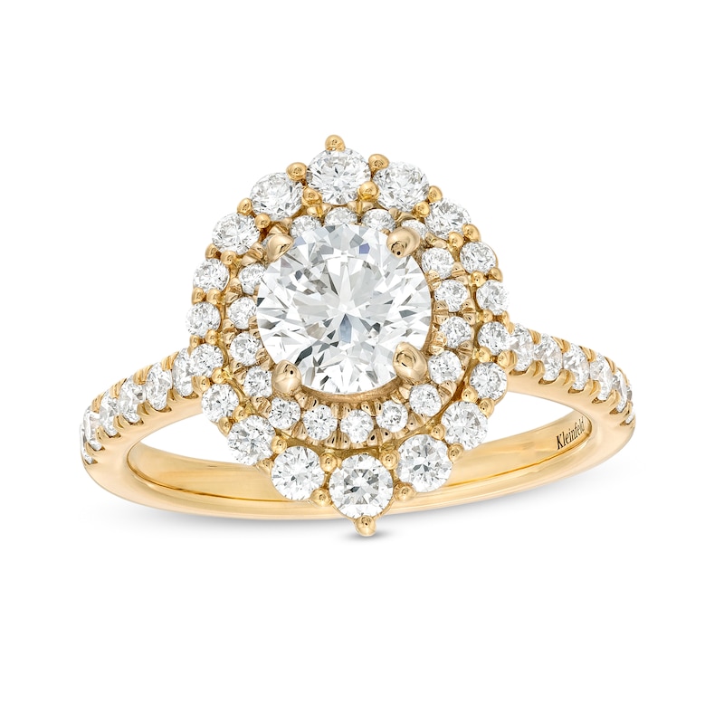 Kleinfeld® x Zales 2 CT. T.W. Certified Lab-Created Diamond Double Frame Engagement Ring in 18K Gold (F/VS2)