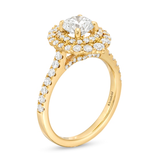 KleinfeldÂ® x Zales 2 CT. T.w. Certified Lab-Grown Diamond Double Frame Engagement Ring in 18K Gold (F/Vs2)