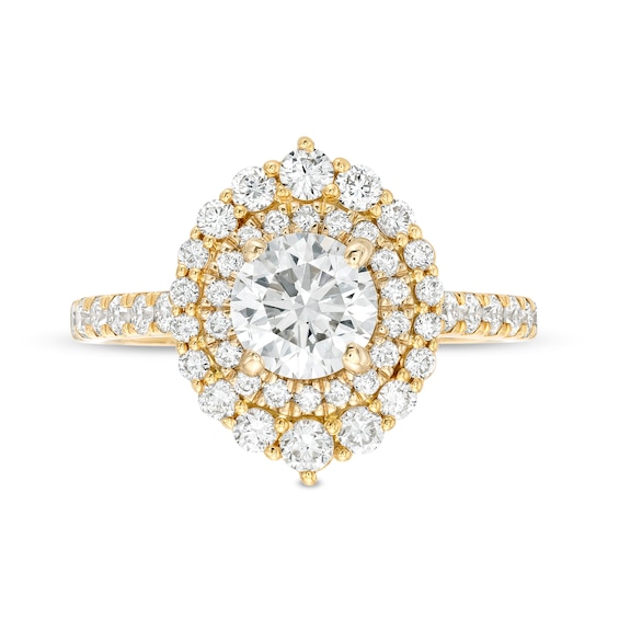 KleinfeldÂ® x Zales 2 CT. T.w. Certified Lab-Grown Diamond Double Frame Engagement Ring in 18K Gold (F/Vs2)