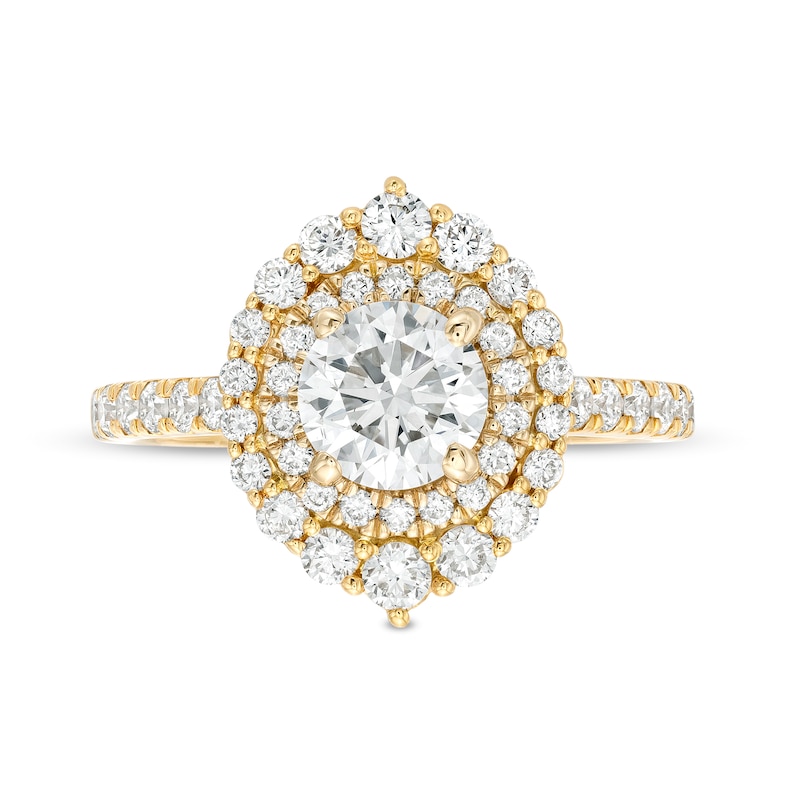 Main Image 4 of Kleinfeld® x Zales 2 CT. T.W. Certified Lab-Grown Diamond Double Frame Engagement Ring in 18K Gold (F/VS2)