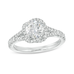 Kleinfeld®  x Zales 1-1/2 CT. T.W. Certified Lab-Created Diamond Swirl Frame Engagement Ring in Platinum (F/VS2)