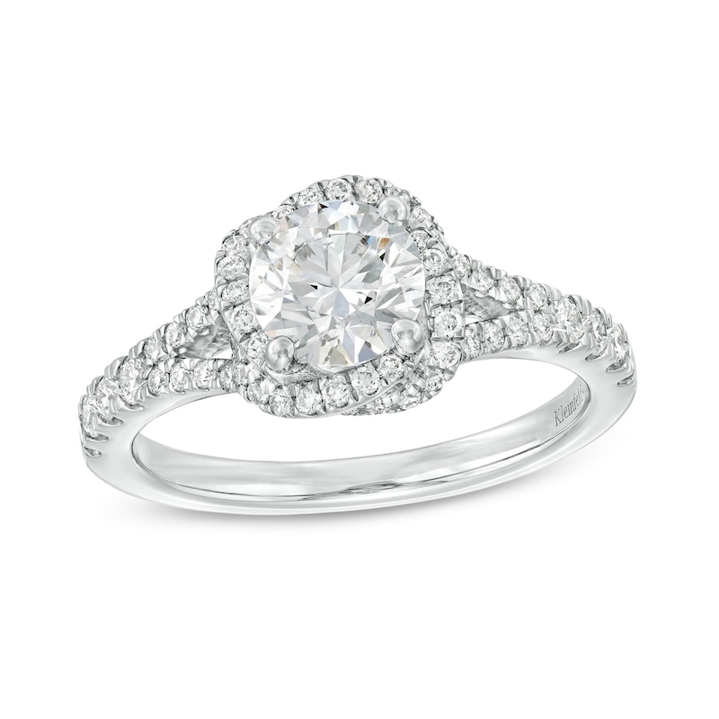 Main Image 1 of Kleinfeld®  x Zales 1-1/2 CT. T.W. Certified Lab-Grown Diamond Swirl Frame Engagement Ring in Platinum (F/VS2)