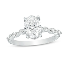 Kleinfeld® x Zales 2-1/5 CT. T.W. Certified Oval Lab-Grown Diamond Scallop Shank Engagement Ring in Platinum (F/VS2)