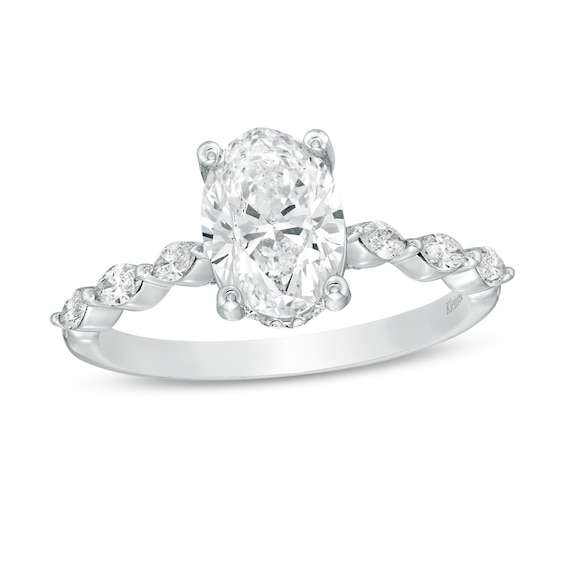 Kleinfeld® x Zales 2-1/5 CT. T.w. Certified Oval Lab-Grown Diamond Scallop Shank Engagement Ring in Platinum (F/Vs2)