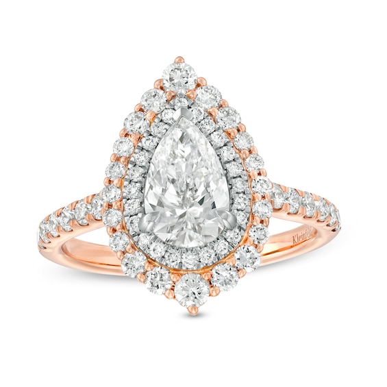 Kleinfeld® x Zales 2 CT. T.w. Certified Pear-Shaped Lab-Grown Diamond Engagement Ring in 18K Rose Gold (F/Vs2)