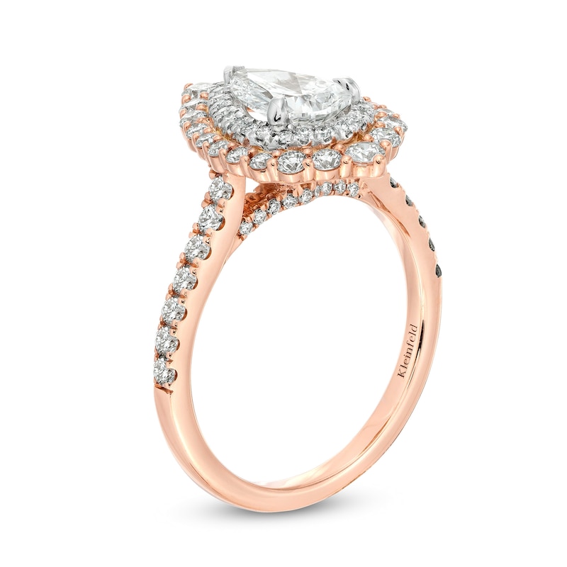 Kleinfeld® x Zales 2 CT. T.W. Certified Pear-Shaped Lab-Created Diamond Engagement Ring in 18K Rose Gold (F/VS2)