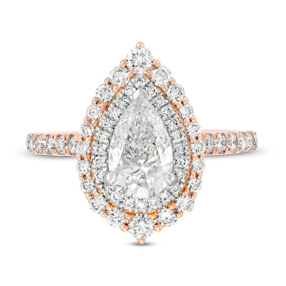 KleinfeldÂ® x Zales 2 CT. T.w. Certified Pear-Shaped Lab-Grown Diamond Engagement Ring in 18K Rose Gold (F/Vs2)