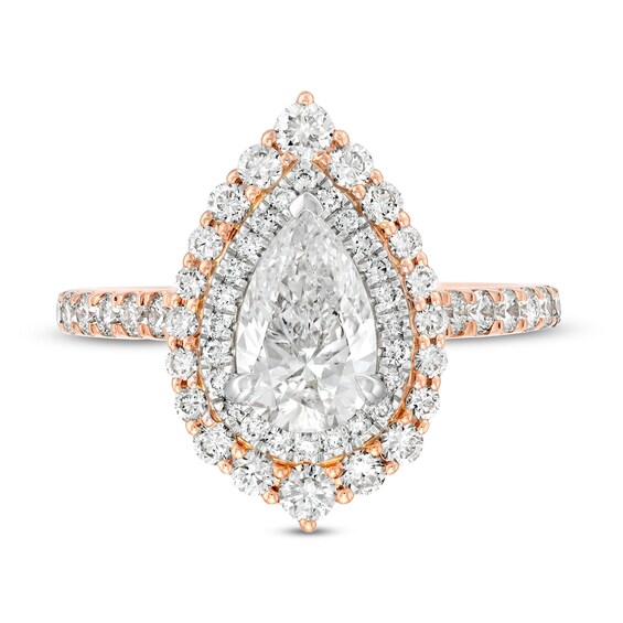 KleinfeldÂ® x Zales 2 CT. T.w. Certified Pear-Shaped Lab-Created Diamond Engagement Ring in 18K Rose Gold (F/Vs2)