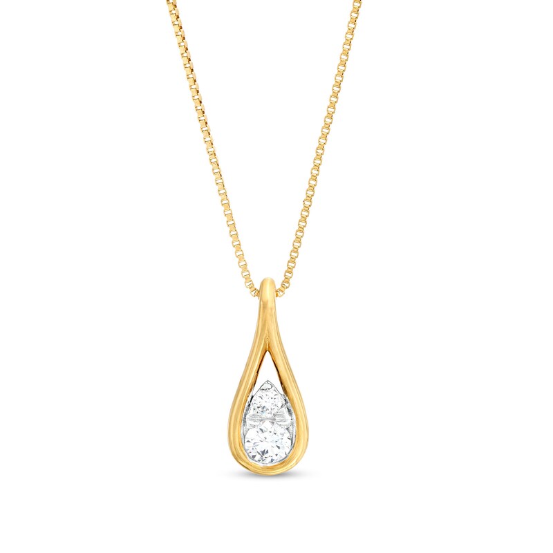 Main Image 1 of 1/4 CT. T.W. Certified Pear-Shaped Lab-Grown Multi-Diamond Teardrop Pendant in 14K Gold (F/SI2)