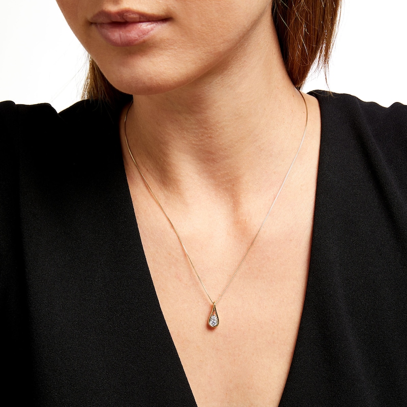 Main Image 2 of 1/4 CT. T.W. Certified Pear-Shaped Lab-Grown Multi-Diamond Teardrop Pendant in 14K Gold (F/SI2)