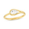 Thumbnail Image 1 of 1/4 CT. T.W. Certified Pear-Shaped Lab-Grown Multi-Diamond Sideways Ring in 14K Gold (F/SI2)