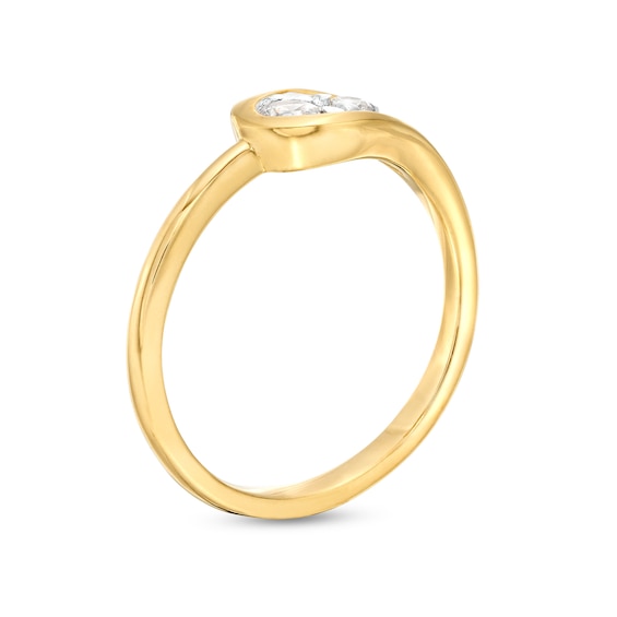 1/4 CT. T.w. Certified Pear-Shaped Lab-Grown Multi-Diamond Sideways Ring in 14K Gold (F/Si2)