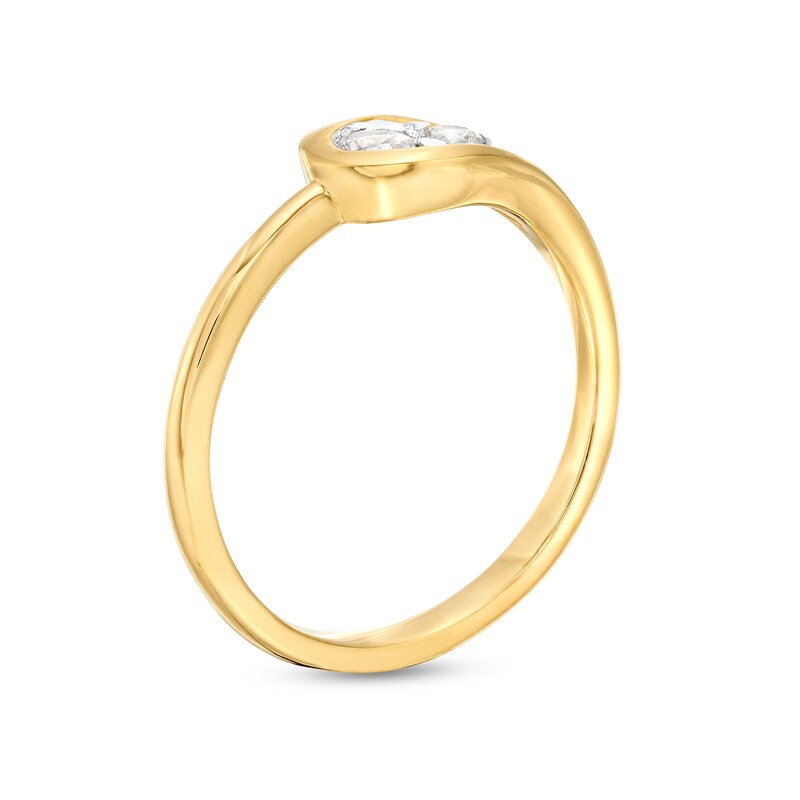 Main Image 3 of 1/4 CT. T.W. Certified Pear-Shaped Lab-Grown Multi-Diamond Sideways Ring in 14K Gold (F/SI2)