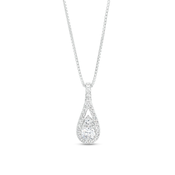 3/8 CT. T.w. Certified Pear-Shaped Lab-Grown Multi-Diamond Teardrop Pendant in 14K White Gold (F/Si2)