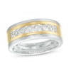 Thumbnail Image 1 of Vera Wang Men's 1-3/4 CT. T.W. Certified Lab-Grown Diamond Seven Stone Wedding Band in 14K Two-Tone Gold (F/VS2)