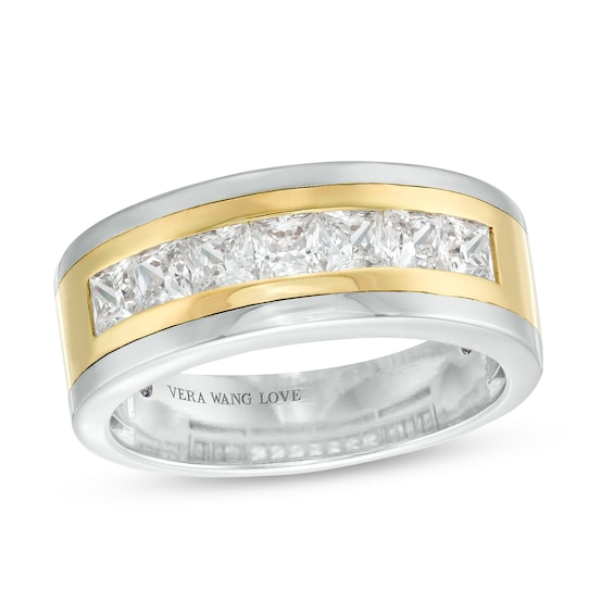 Vera Wang Men's 1-3/4 CT. T.w. Certified Lab-Grown Diamond Seven Stone Wedding Band in 14K Two-Tone Gold (F/Vs2)