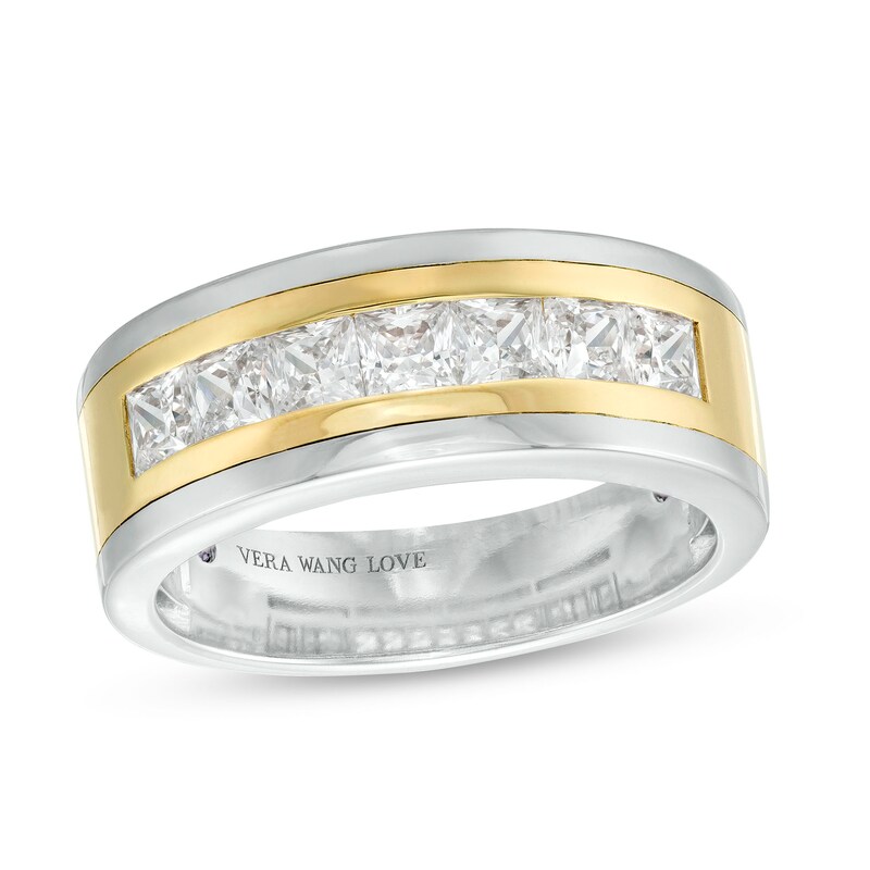 TRUE Lab-Created Diamonds by Vera Wang Love Men's 1-3/4 CT. T.W. Seven Stone Wedding Band in 14K Two-Tone Gold (F/VS2)