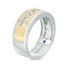 Thumbnail Image 2 of TRUE Lab-Created Diamonds by Vera Wang Love Men's 1-3/4 CT. T.W. Seven Stone Wedding Band in 14K Two-Tone Gold (F/VS2)