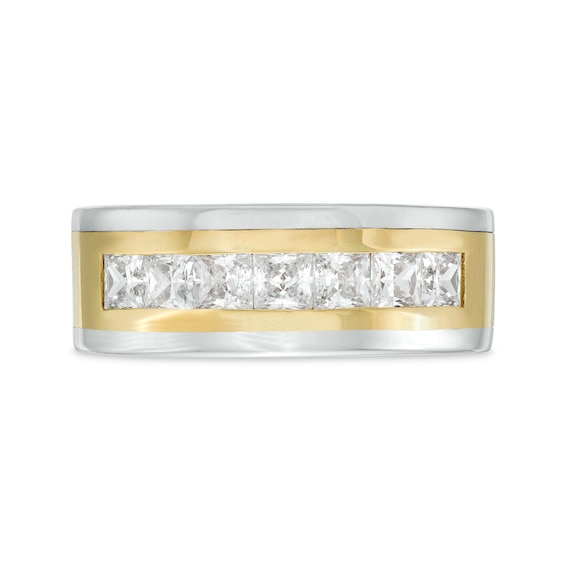 Vera Wang Men's 1-3/4 CT. T.w. Certified Lab-Grown Diamond Seven Stone Wedding Band in 14K Two-Tone Gold (F/Vs2)