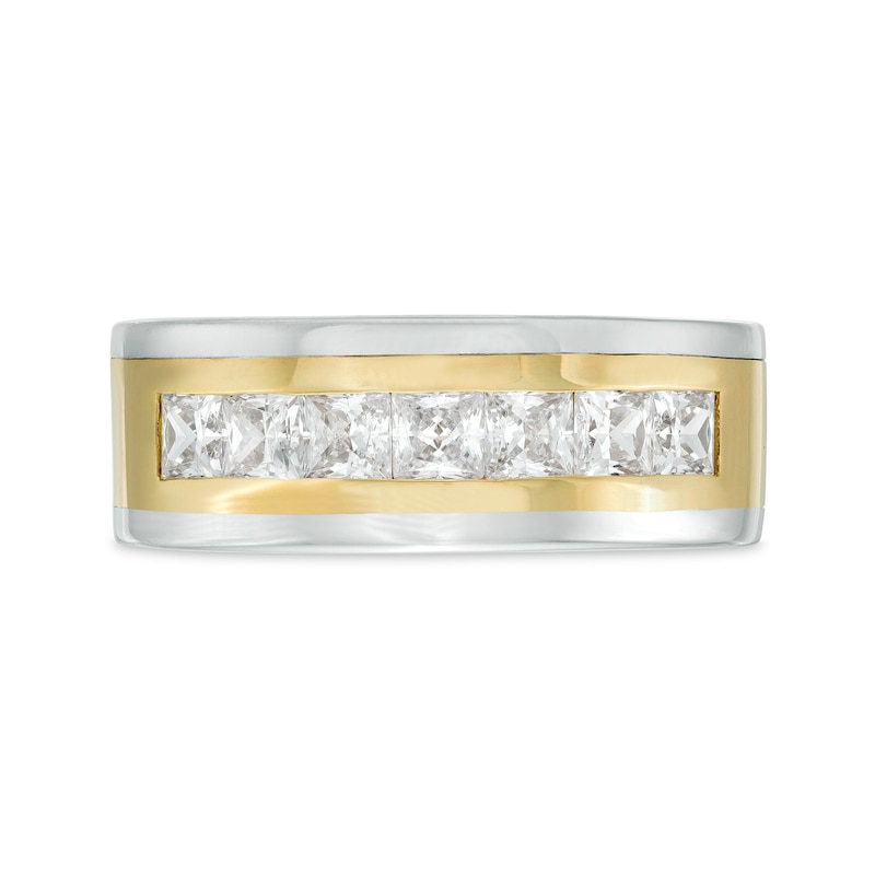 Main Image 4 of Vera Wang Men's 1-3/4 CT. T.W. Certified Lab-Grown Diamond Seven Stone Wedding Band in 14K Two-Tone Gold (F/VS2)