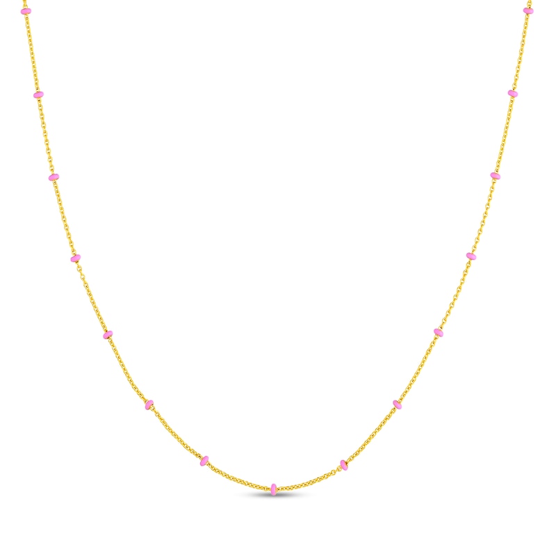 Main Image 1 of Pink Enamel Bead Station Necklace in 14K Gold
