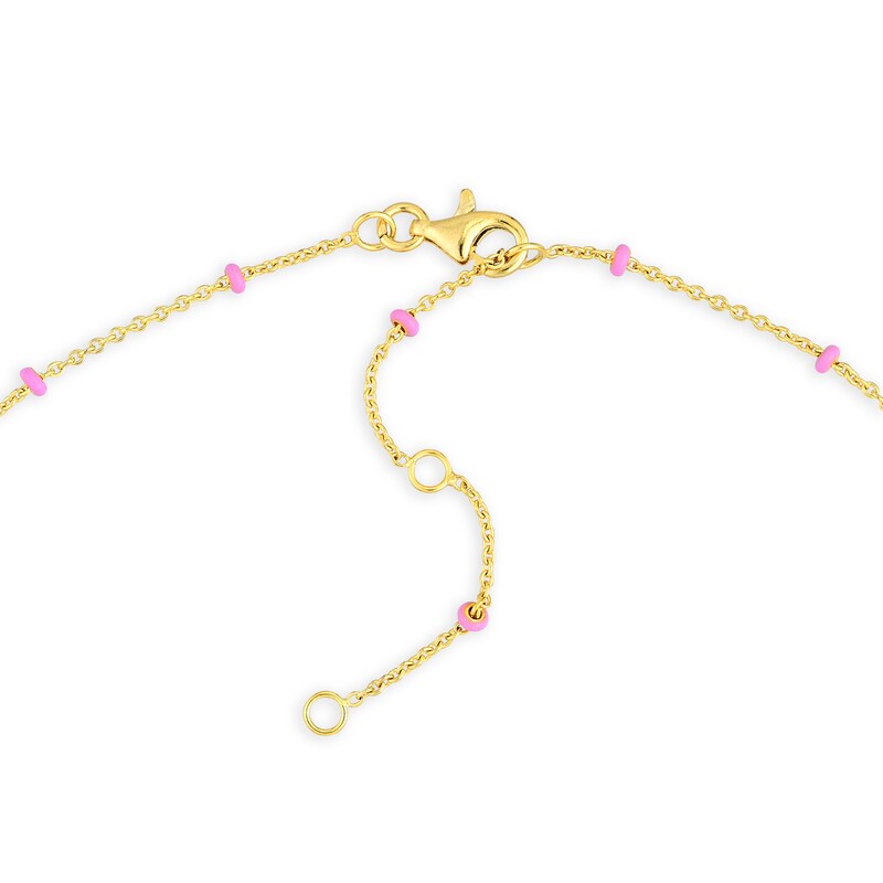 Main Image 2 of Pink Enamel Bead Station Necklace in 14K Gold