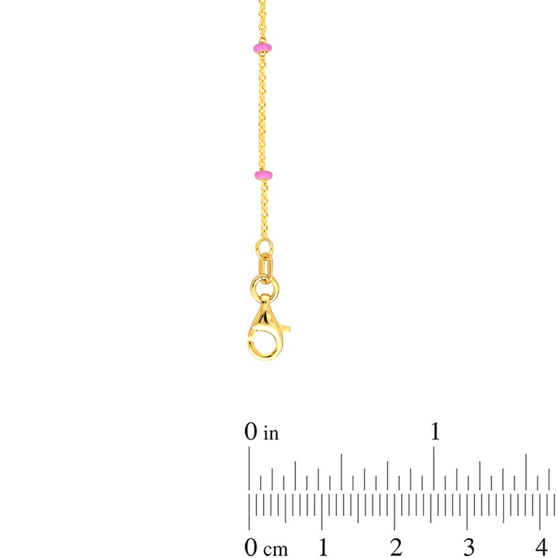 Main Image 3 of Pink Enamel Bead Station Necklace in 14K Gold
