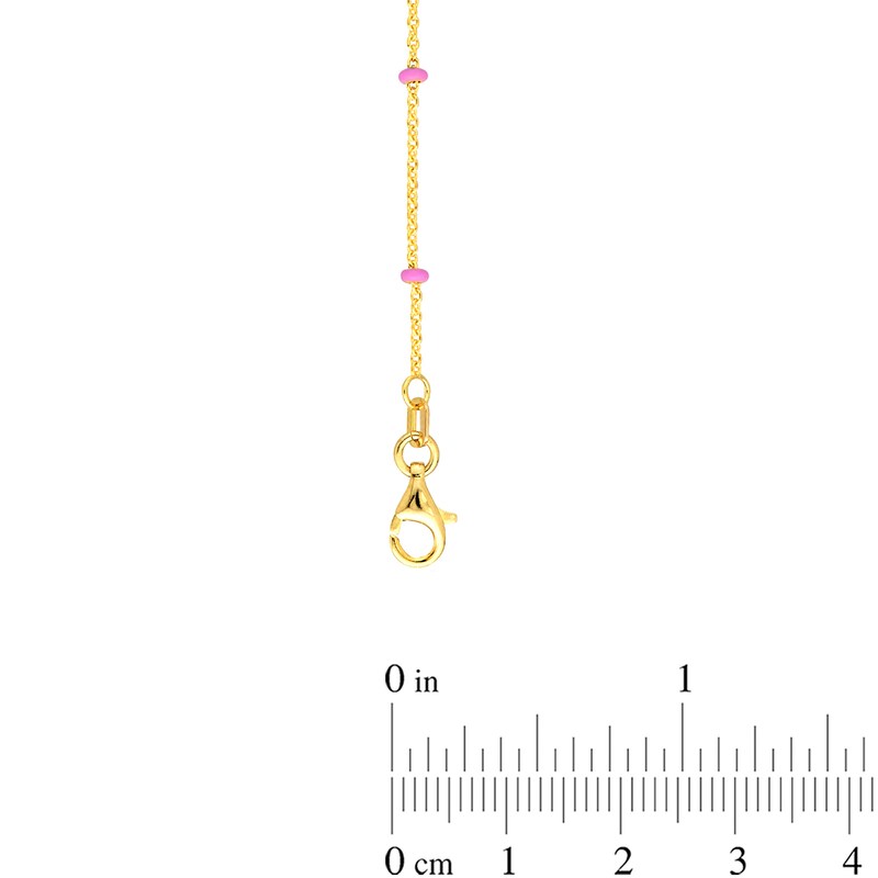 Pink Enamel Bead Station Necklace in 14K Gold