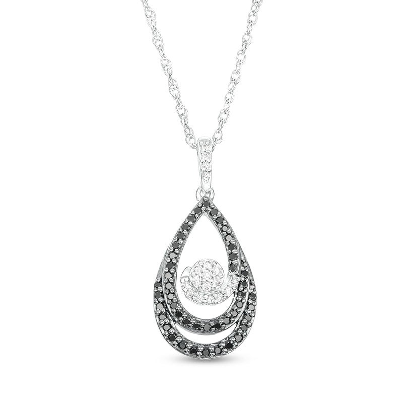 Main Image 1 of 1/3 CT. T.W. Black and White Diamond Teardrop Swirl Pendant in Sterling Silver