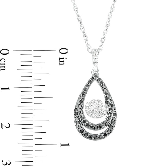1/3 CT. T.w. Black and White Diamond Teardrop Swirl Pendant in Sterling Silver