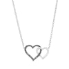 Thumbnail Image 1 of 1/5 CT. T.W. Black and White Diamond Interlocking Hearts Necklace in 10K White Gold