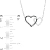 Thumbnail Image 3 of 1/5 CT. T.W. Black and White Diamond Interlocking Hearts Necklace in 10K White Gold