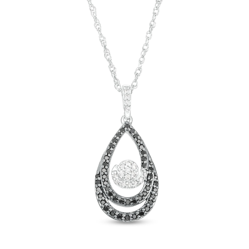 Main Image 1 of 1/3 CT. T.W. Black and White Diamond Teardrop Swirl Pendant in Sterling Silver