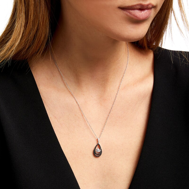 Main Image 2 of 1/3 CT. T.W. Black and White Diamond Teardrop Swirl Pendant in Sterling Silver