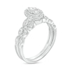 Thumbnail Image 3 of 1/4 CT. T.W. Oval-Shaped Multi-Diamond Scallop Shank Vintage-Style Bridal Set in Sterling Silver