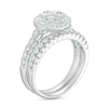 Thumbnail Image 3 of 1/4 CT. T.W. Quad Diamond Double Frame Scallop Shank Vintage-Style Bridal Set in Sterling Silver