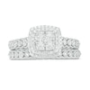 Thumbnail Image 3 of 1/4 CT. T.W. Quad Diamond Double Cushion-Shaped Frame Scallop Shank Vintage-Style Bridal Set in Sterling Silver