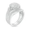 Thumbnail Image 3 of 1/3 CT. T.W. Cushion-Shaped Multi-Diamond Frame Multi-Row Split Shank Vintage-Style Bridal Set in Sterling Silver