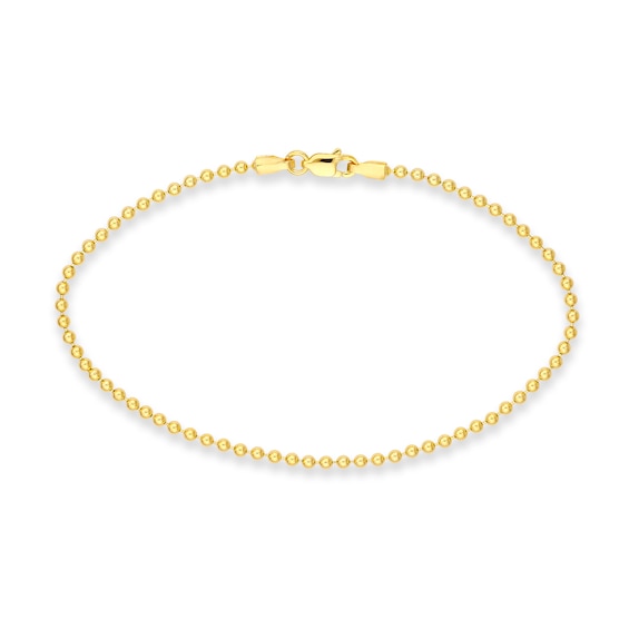 2.0mm Bead Chain Bracelet in Solid 14K Gold - 7.5"