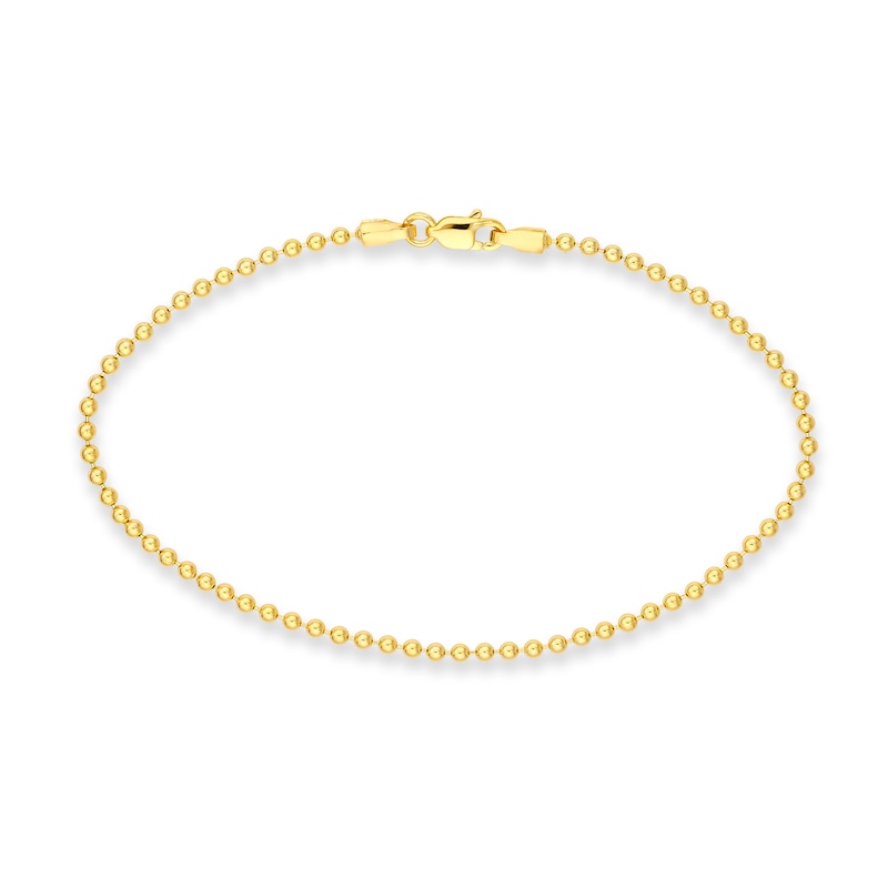 2.0mm Bead Chain Bracelet in Solid 14K Gold - 7.5"