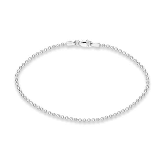 2.0mm Bead Chain Bracelet in Solid 14K White Gold - 7.5"